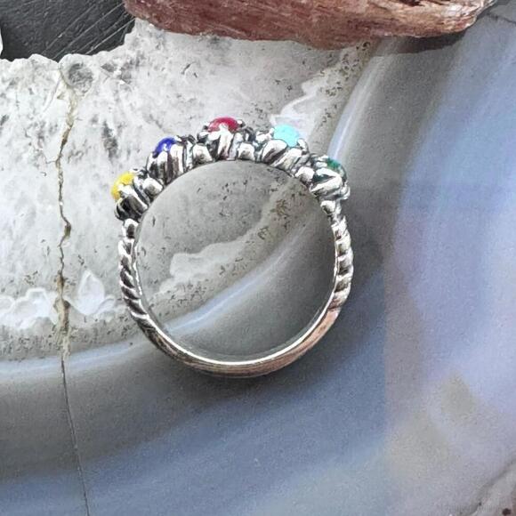 Carolyn Pollack Sterling Silver 5 Assorted Gemstone Split Shank Ring For Women - Picture 8 of 10